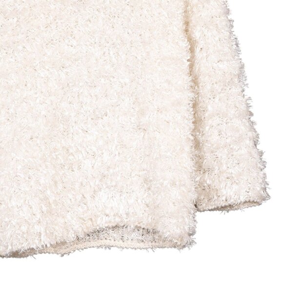 Q&A VTG M Womens Juniors Fuzzy Sweater Off White Fuzzy Knit Pullover Retro 90s - Picture 3 of 5